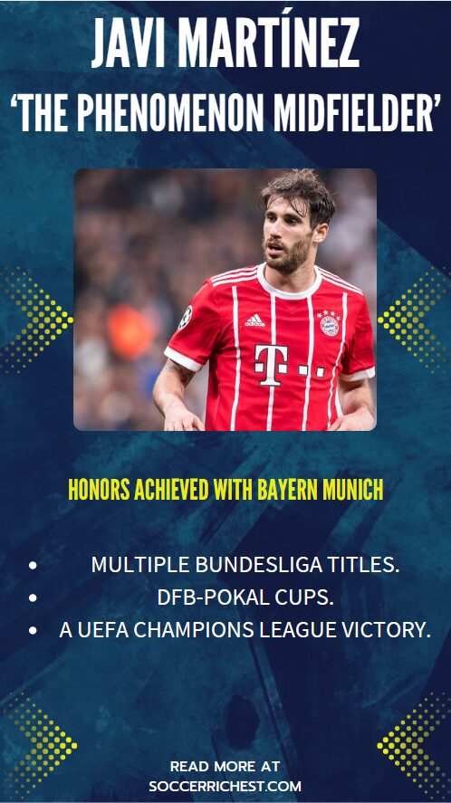 An infographic illustration of "Javi's Honors with Bayern Munich"